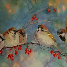 Схема вышивки «воробьи»