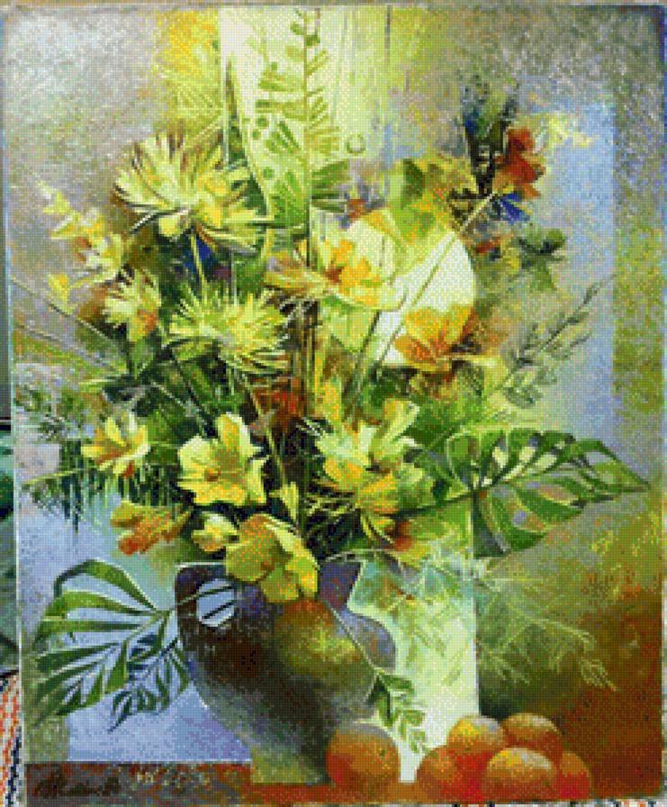 Радаев Цветы и апельсины - натюрморт - предпросмотр