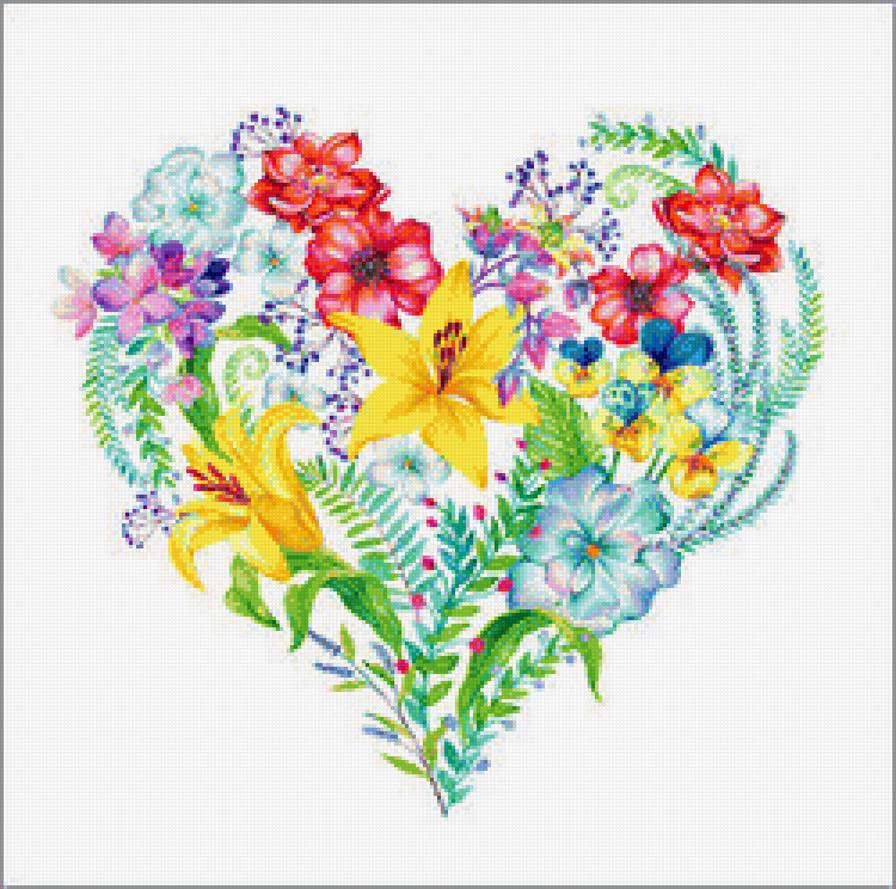 Цветочное сердечко - сердечко, цветы, венок - предпросмотр