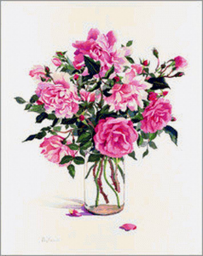 розовый букет - цветы, букет, розы - предпросмотр