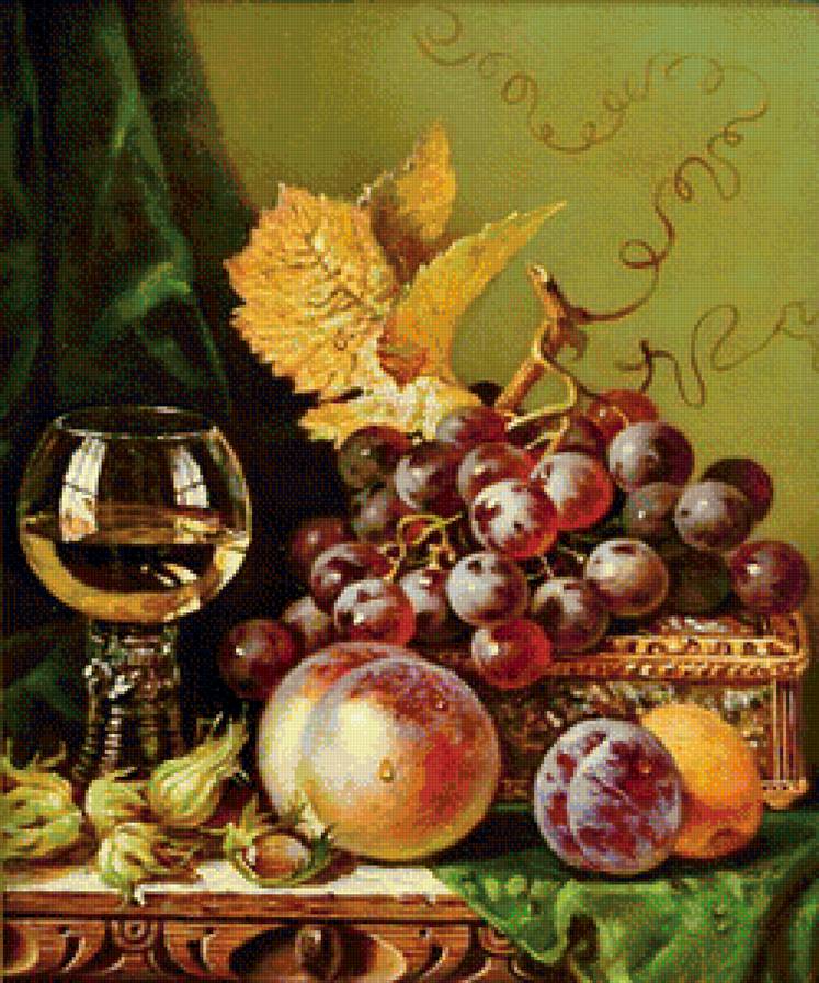 натюрморт с фруктами - фрукты, виноград, натюрморт, картина - предпросмотр