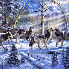 Схема вышивки «игры волков»