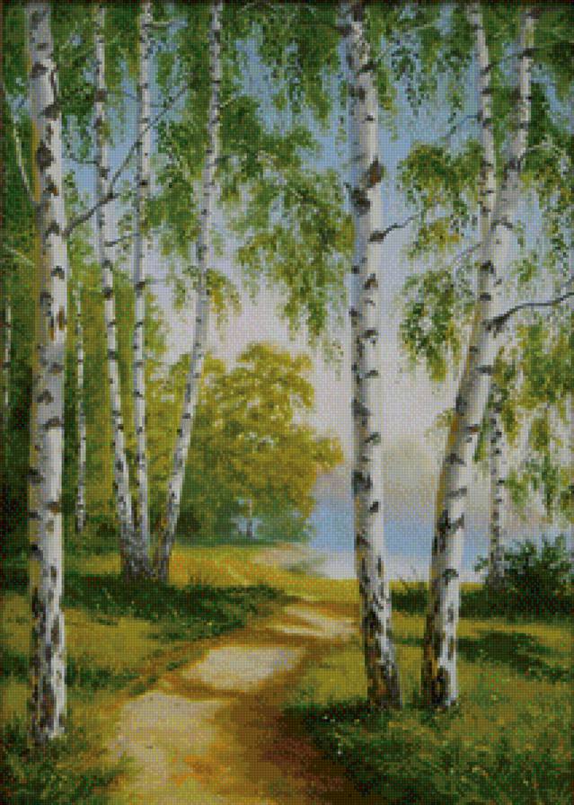 березовая роща - лес, природа, пейзаж, картина - предпросмотр