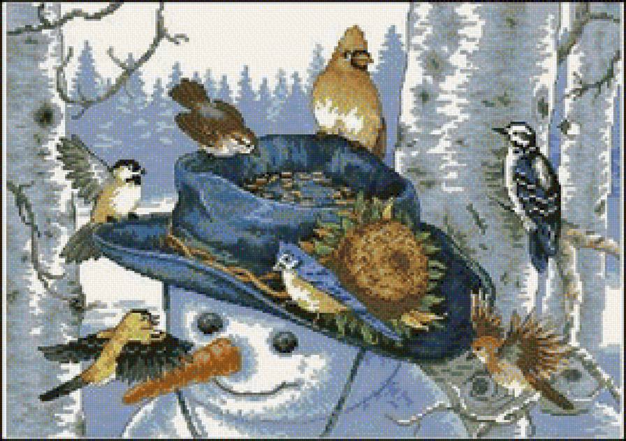 Пикничок - зима, птицы - предпросмотр