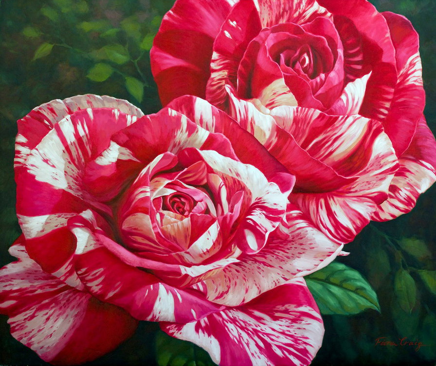 Прекрасные розочки - красные цветы, природа, букет, цветы, розы, живопись - оригинал