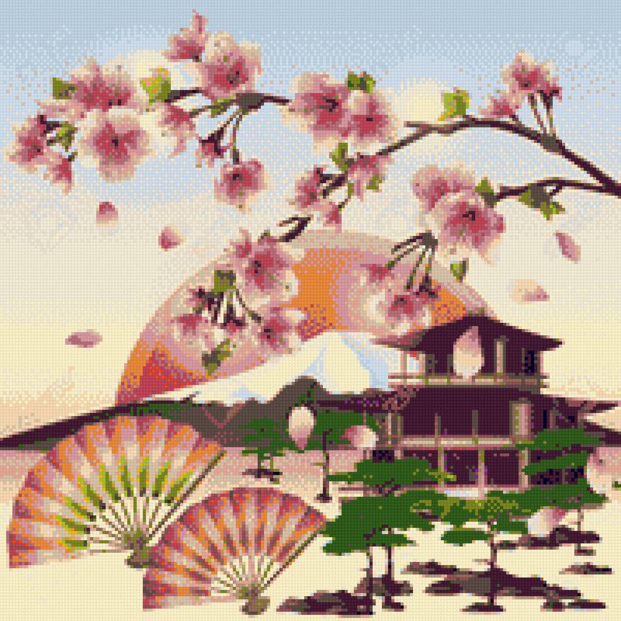 Япония - япония, сакура, пейзаж - предпросмотр