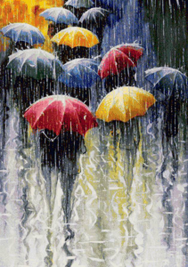 а дождь идёт.... - живопись, акварель, абстракция - предпросмотр