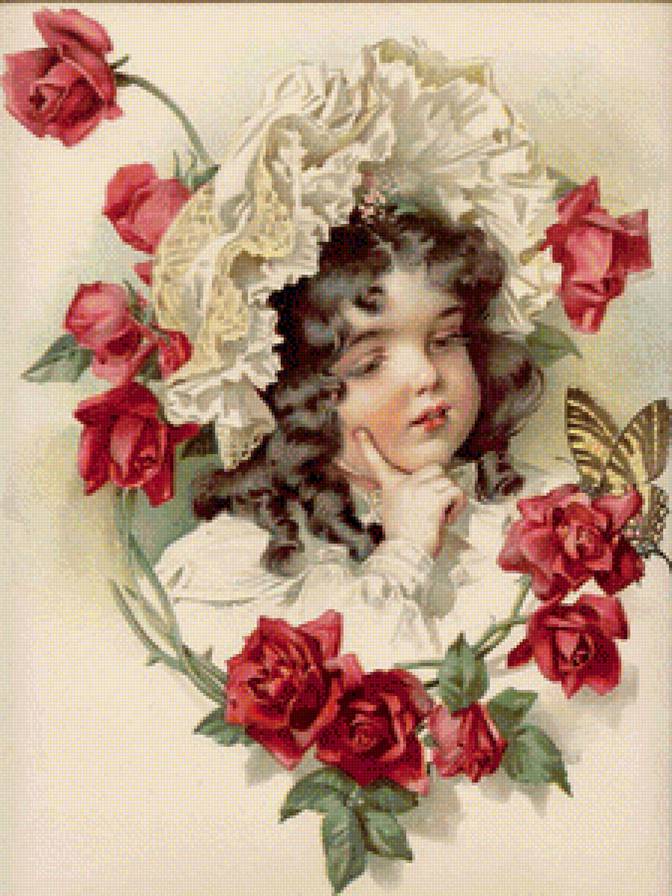 девочка с бабочкой - люди, портрет, цветы - предпросмотр