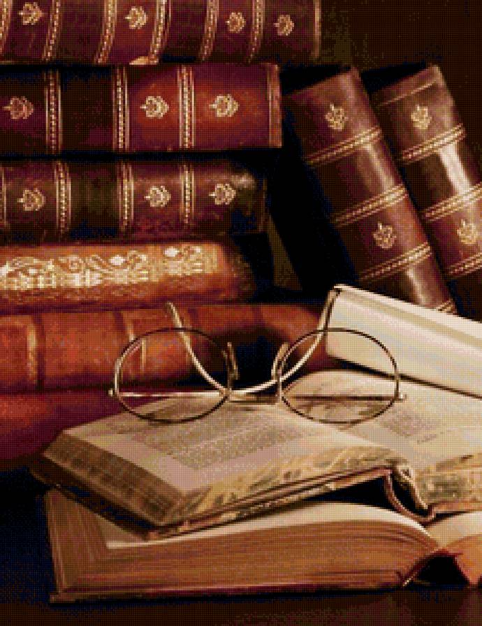 Старинные книги - очки, книги - предпросмотр