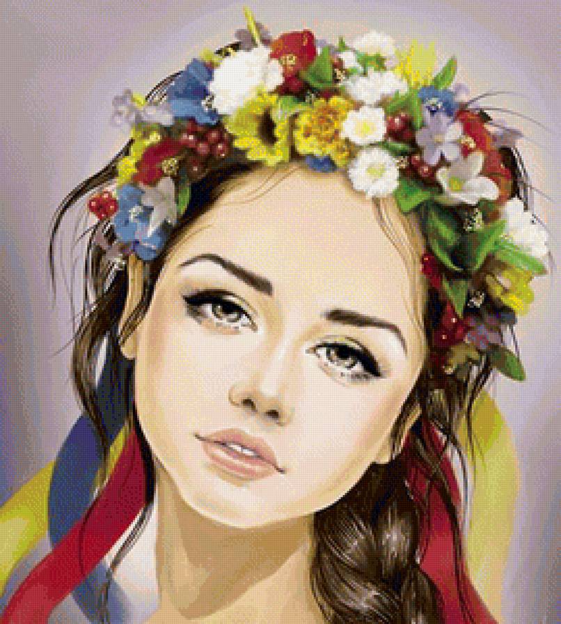 Украиночка - девушка, красавица, женщина, венок - предпросмотр