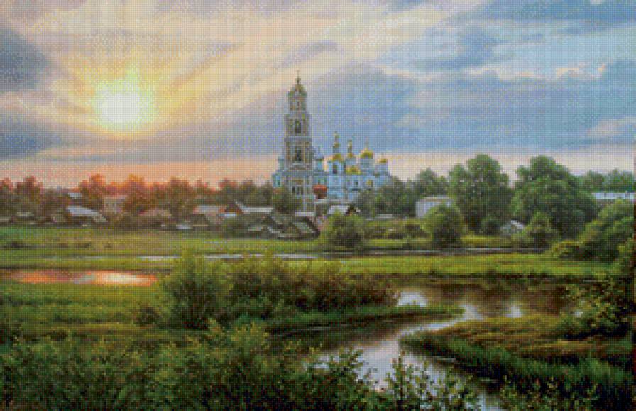 пейзаж с храмом - пейзаж, храм, природа - предпросмотр
