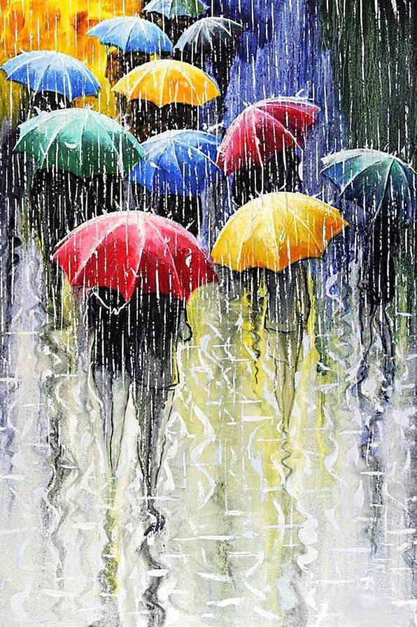 "Ты, я, мой зонтик ..." - город, зонтик, пейзаж, женщина, мужчина, пара, зонт, зонтики, дождь - оригинал