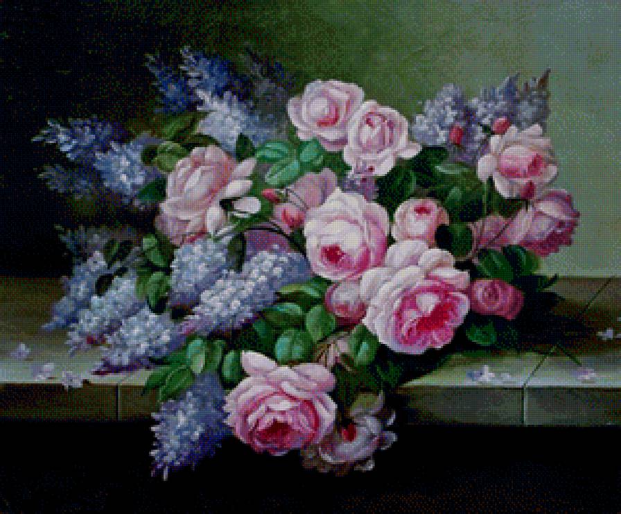 Сирень и розы - цветы, сирень, розы - предпросмотр