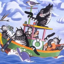 Схема вышивки «Коты  в лодке»