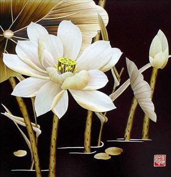 Белый лотос - азия, цветы, лотос, восток - оригинал