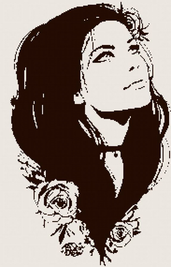 мечтательница - монохром, девушка - предпросмотр