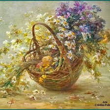 Схема вышивки «корзина с полевыми цветами»