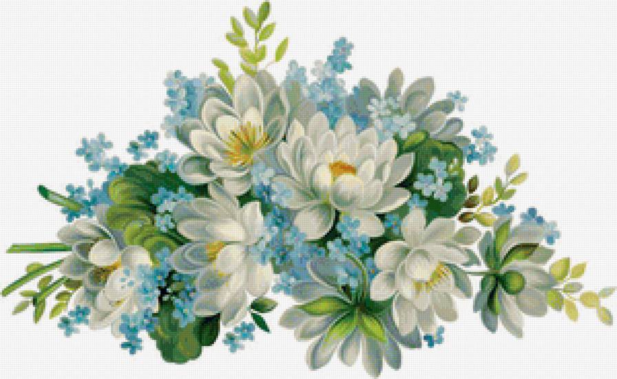 Нежный букетик - голубые цветы, незабудки, белые цветы, панно, панель, цветы, букет - предпросмотр