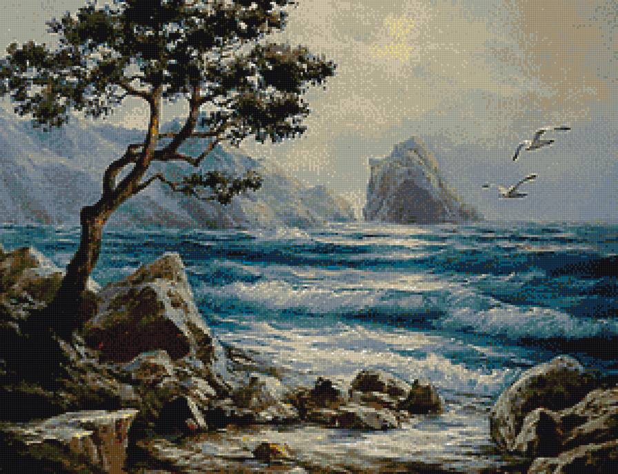 Крымский пейзаж - море, чайки, крым - предпросмотр