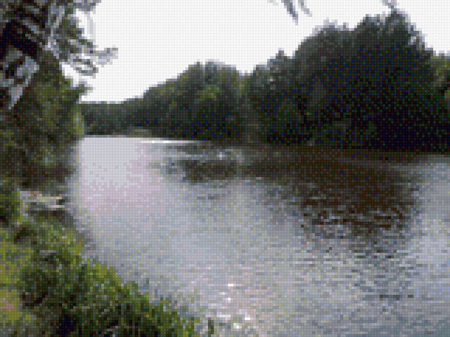 Лесное озеро - природа, лето, озеро, лес - предпросмотр