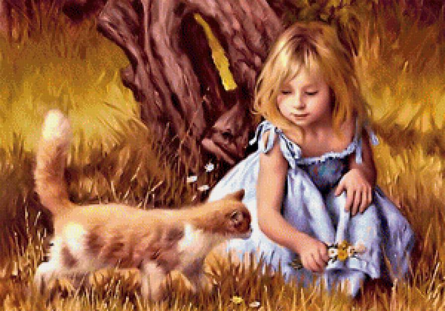 друзья - картина, кошки, люди, природа - предпросмотр