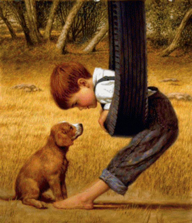 друзья - собаки, картина, люди - предпросмотр