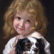 Схема вышивки «портрет девочки с собакой»