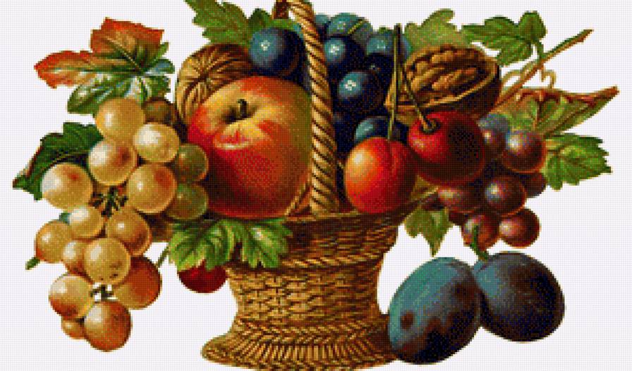 Серия "На кухню" - фрукты, виноград, яблоки, натюрморт, корзина - предпросмотр
