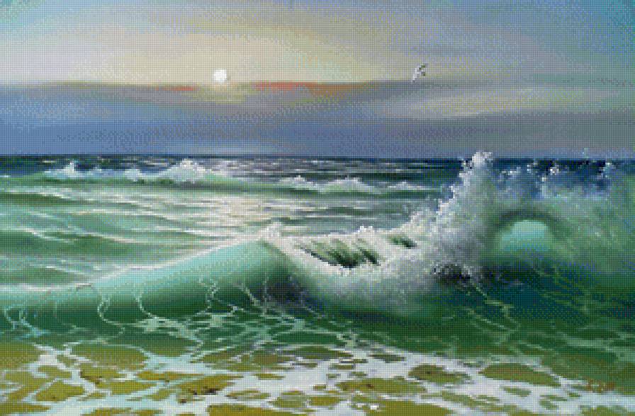 Серия "Морские пейзажи" - волна, восход, закат, прибой, море - предпросмотр