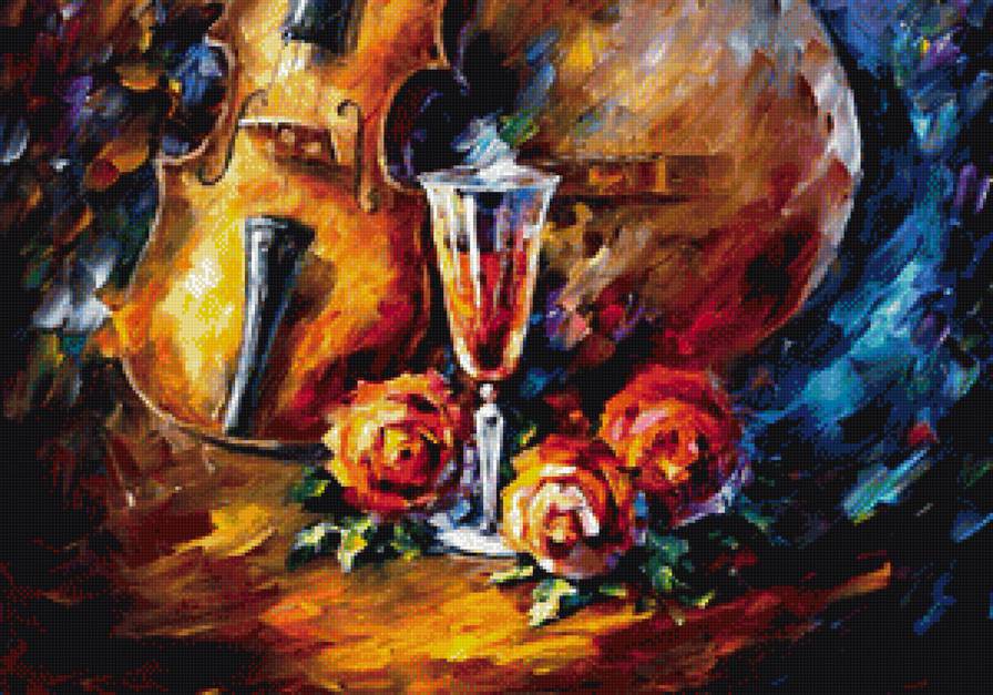 "Гитара и скрипка" часть 2 - афремов, картина, скрипка, музыка, гитара - предпросмотр