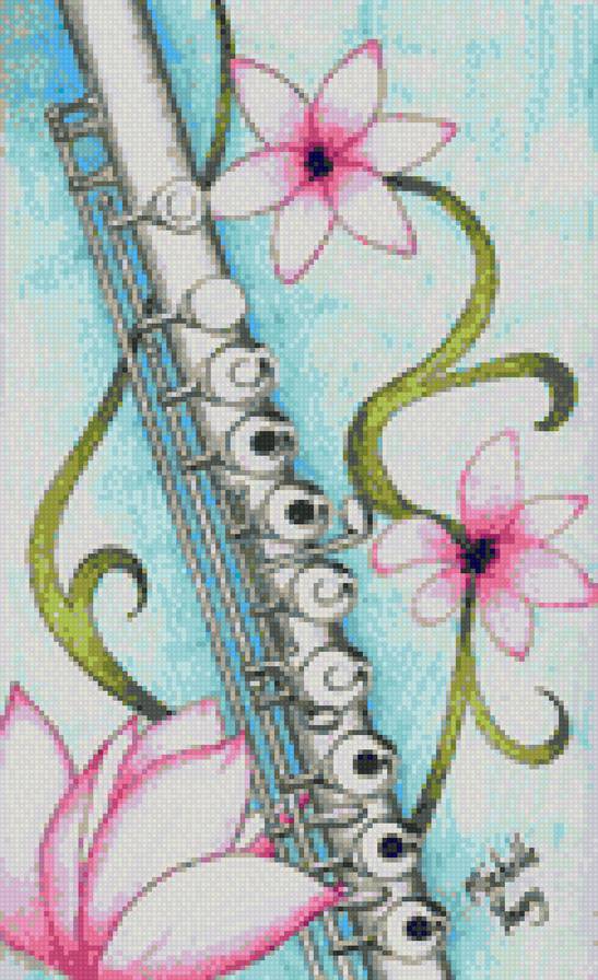 Флейта - музыка, искусство, цветы - предпросмотр