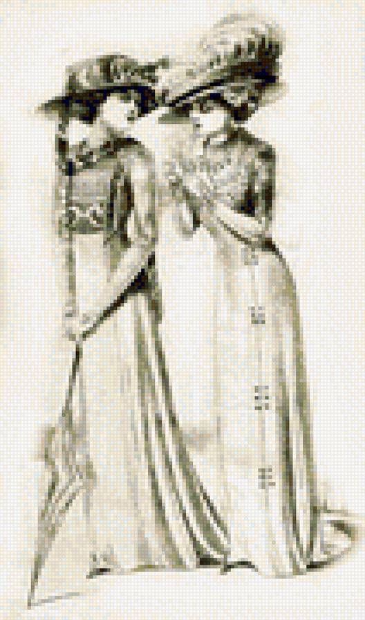 винтаж, монохром - шляпка, винтаж, дама, монохром, платье - предпросмотр