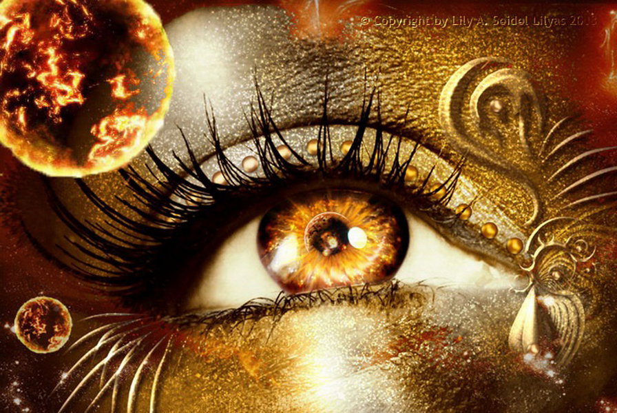 золотой глаз - фентези, планеты, глаз - оригинал