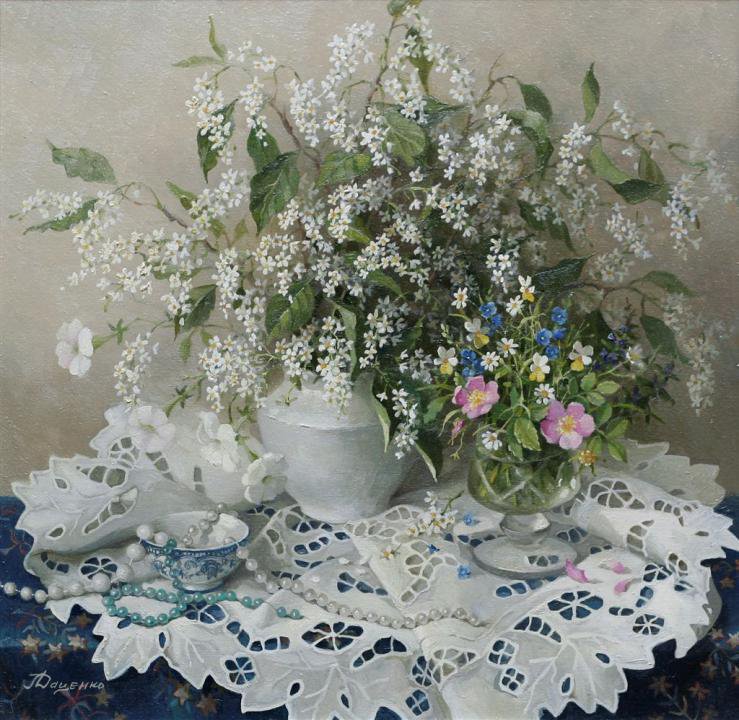 натюрморт с черемухой 4 - натюрморт, цветы - оригинал