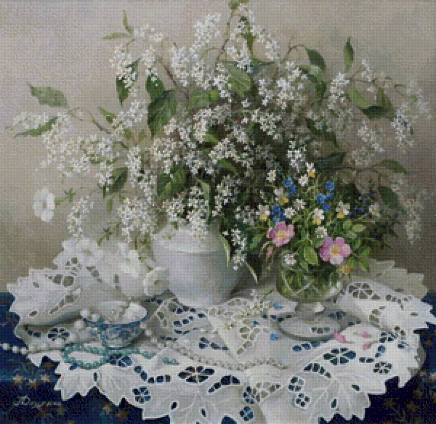 натюрморт с черемухой 4 - натюрморт, цветы - предпросмотр