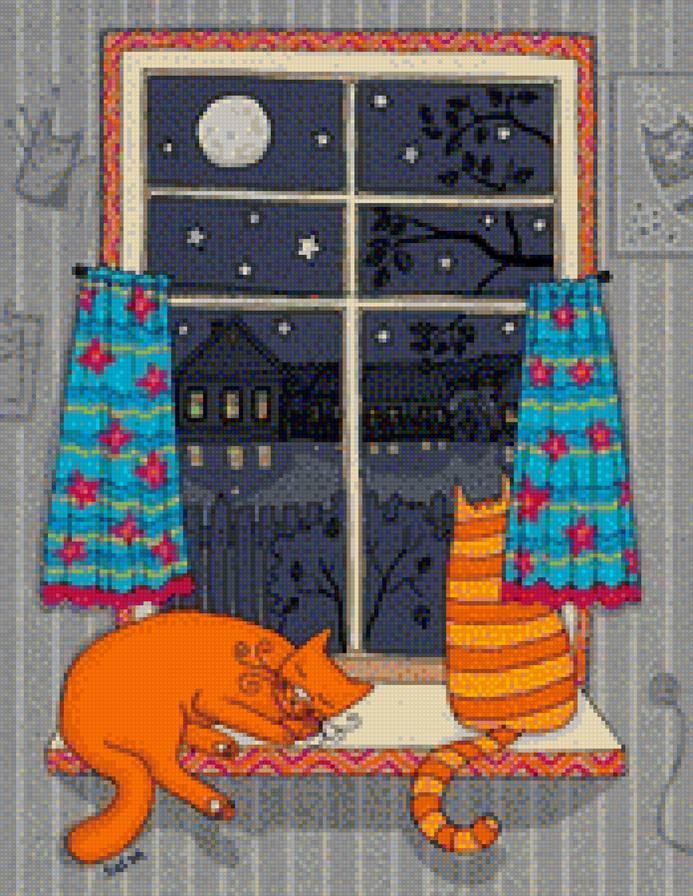 На окошке - коты - предпросмотр