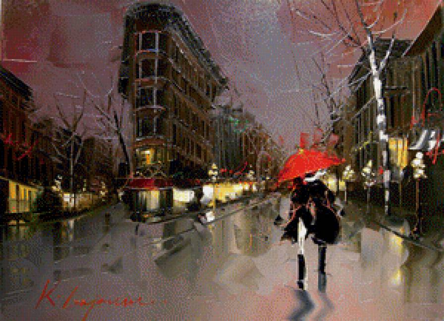 Ночной Париж - париж, дождь, любовь - предпросмотр