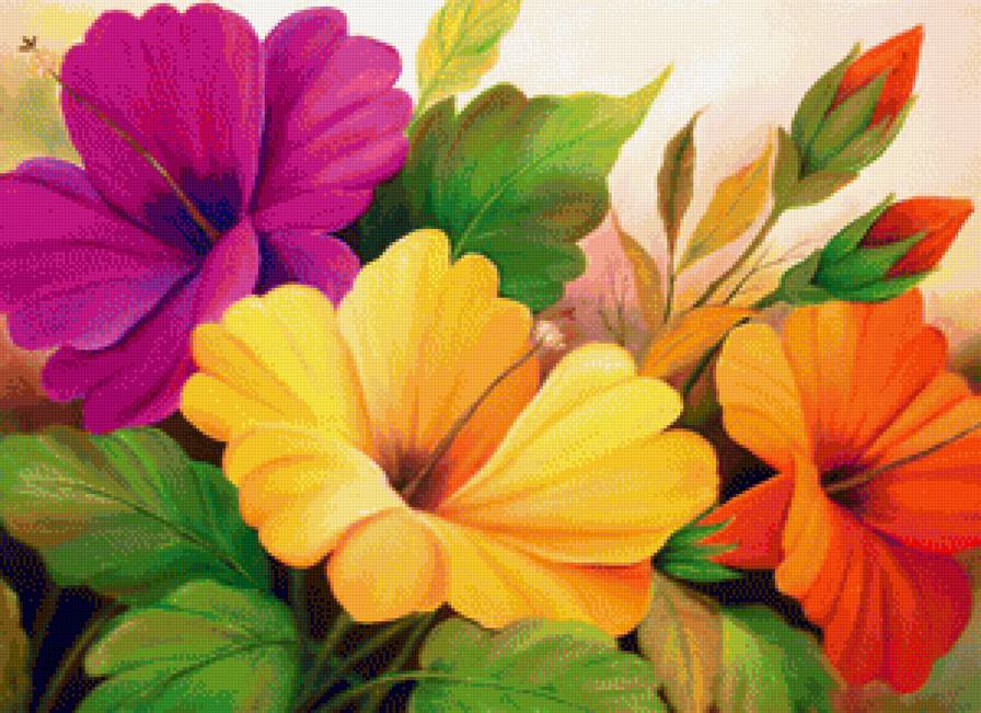 Гибискус - букет, цветы, цветок, роза - предпросмотр