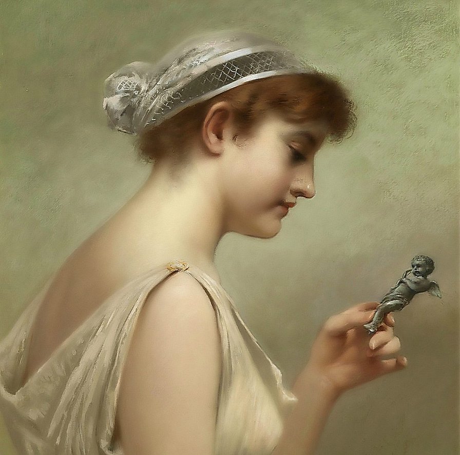 Девушка с ангелочком - люди - оригинал