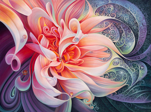 Дивный цветок - панно, цветок, абстракция, розовые цветы, ажур, живопись, цветы - оригинал