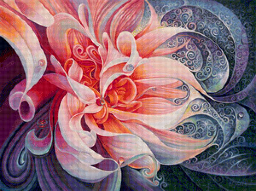 Дивный цветок - живопись, цветы, цветок, абстракция, ажур, розовые цветы, панно - предпросмотр