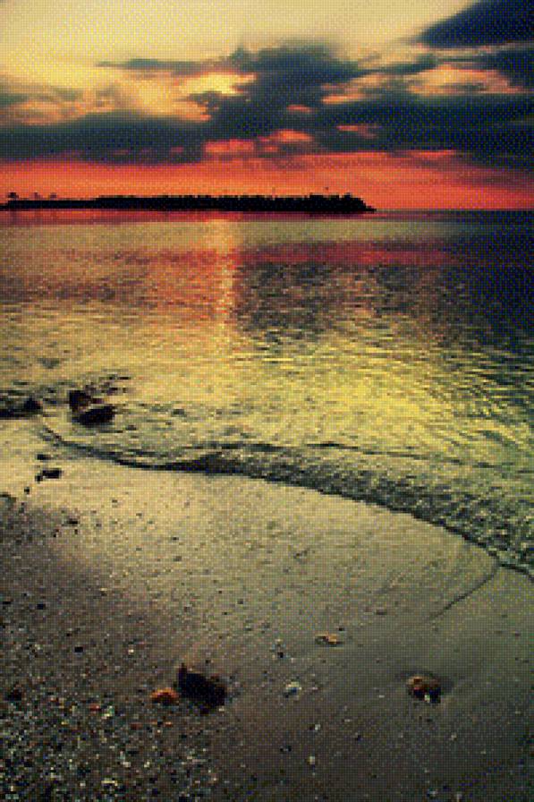 закат на море - закат, пляж, песок, отдых, красота, море - предпросмотр