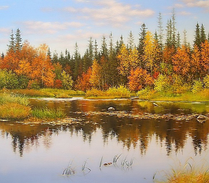 осень - осень, озеро, природа - оригинал