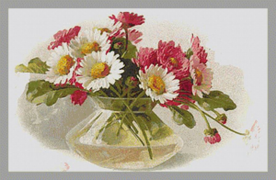 Букет в вазе - вышивка крестом - предпросмотр