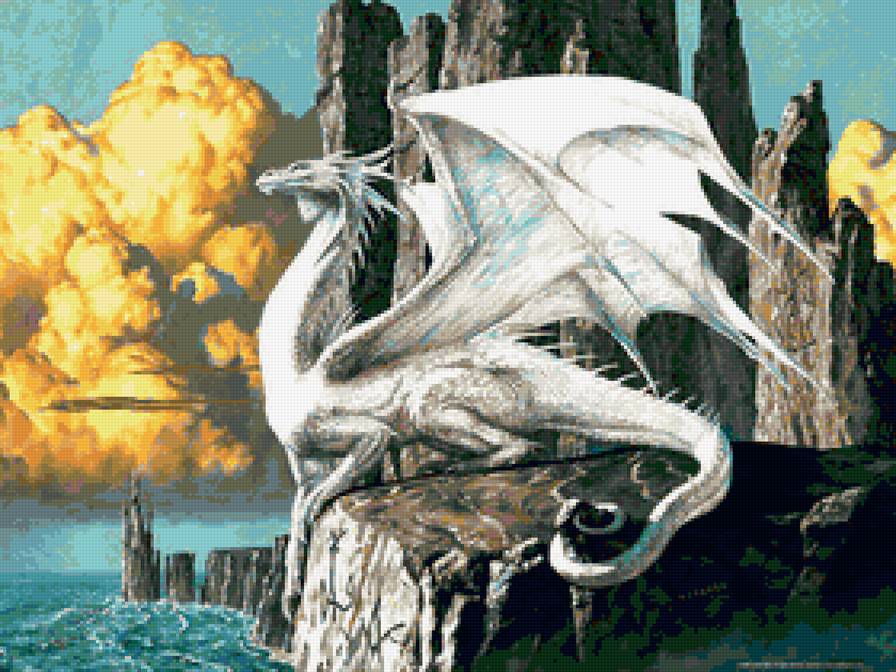 Дракон на скале - дракон, скала, отдых, природа - предпросмотр