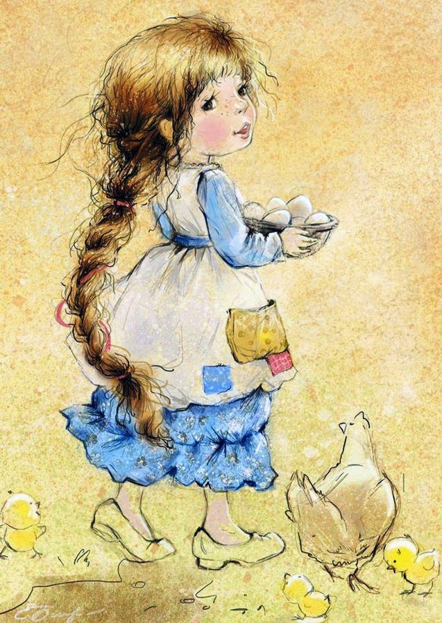 маленькая хозяюшка - картина, дети - оригинал