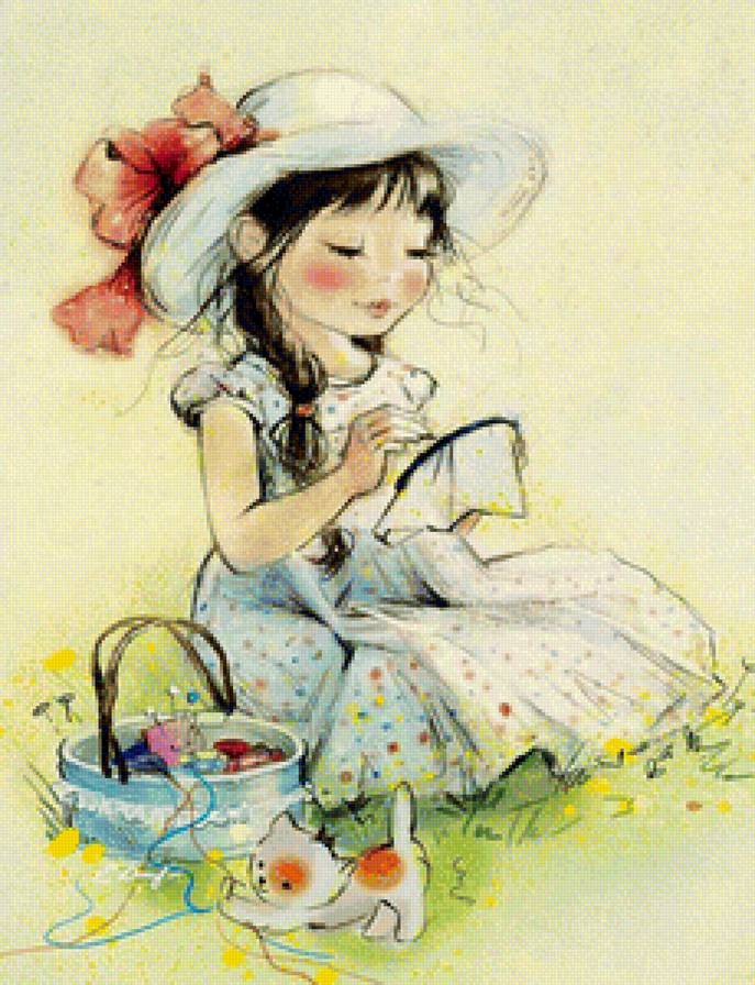 маленькая рукодельница - картина, дети - предпросмотр