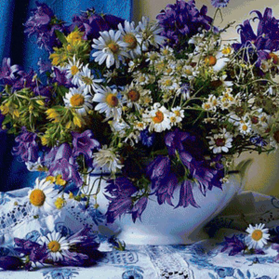 полевой букет - колокольчики, ромашки, букет - предпросмотр