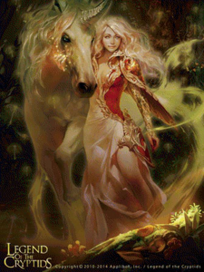 Девушка и единорог - фэнтази, сказки, иллюстрации - предпросмотр