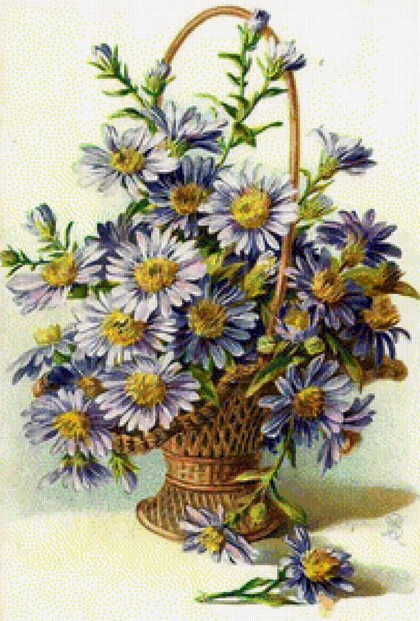 цветы в корзине - корзина, букет, цветы - предпросмотр